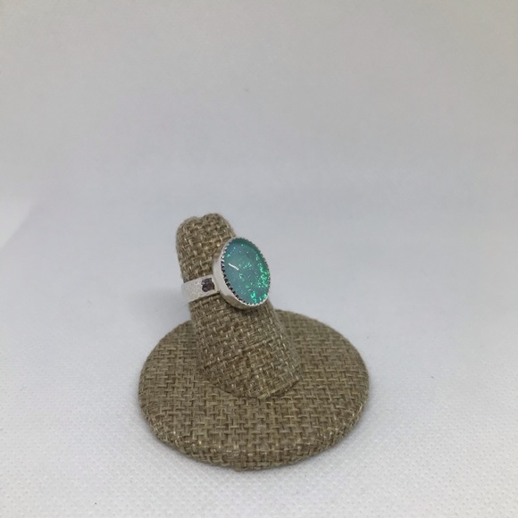 7Ct Australia Triplet Opal Ring Handmade - Picture 2 of 4